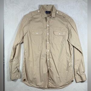 Polo Ralph Lauren Size Large Military Khaki Men's Beige Button-Down Shirt